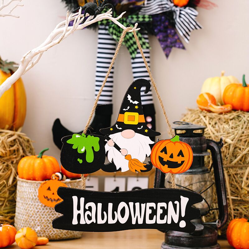 Halloween-Holzschilder, Ornamente, Anhänger, Ladenkürbistüren, Wanddekorationen, Requisiten_voghion.com