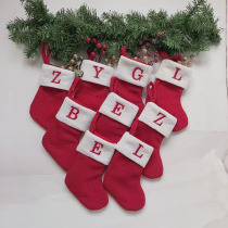 圣诞节装饰袜圣诞大袜子针织字母挂件礼品礼物袋儿童糖果袋布置品