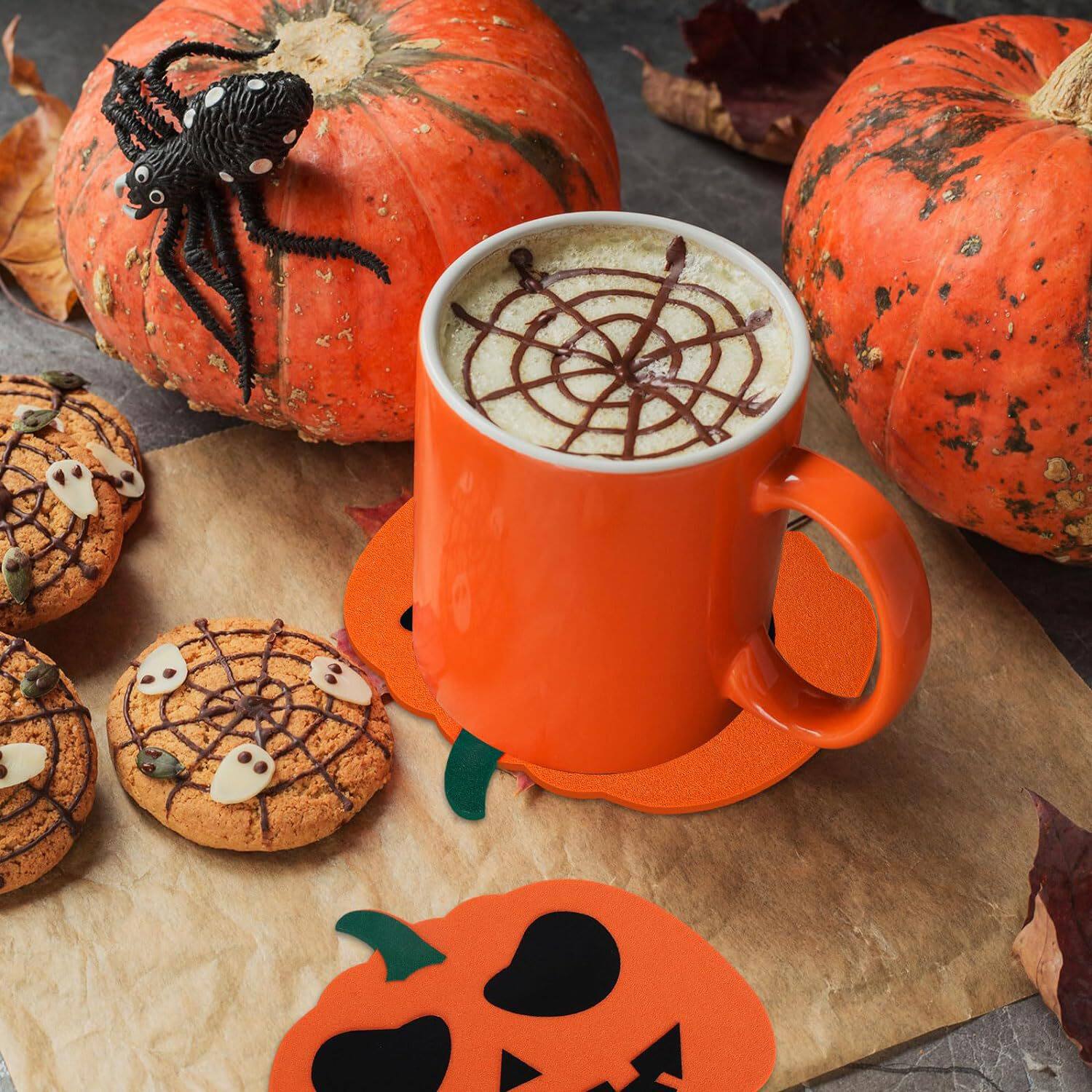 Décorations d'Halloween, tapis de repas, sous-verres en forme de citrouille, restaurants, hôtels, cafés, magasins de boissons, bars, fournitures de fête,_voghion.com