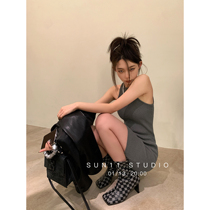 SUN11 skinny hot girl dress feminine slim waist stretch short knitted vest wrapped hip skirt