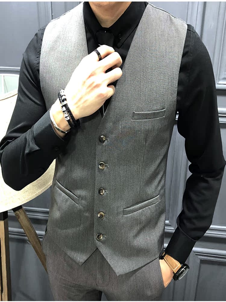 Suit ba mảnh nam mảnh mai đám cưới chú rể ăn mặc hộp đêm bar bar stylist Anh gió phù hợp với 3 phù hợp đồ vest nam