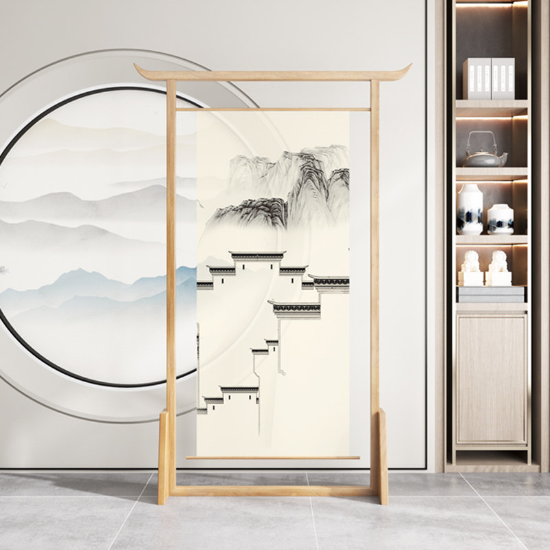 Solid wood screen partition living room study new Chinese-style bedroom block household small apartment horn seat screen simple and modern