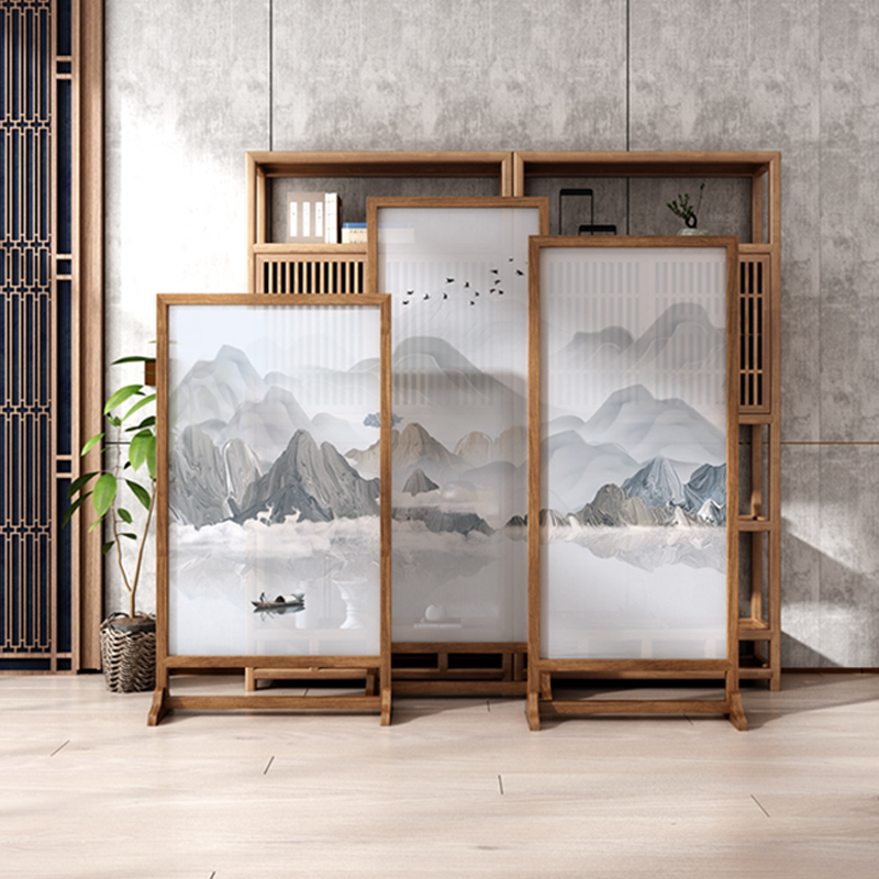 The screen partitions the living room tea room entrance to block the new Chinese-style solid wood entry porch office Zen dining room seat screen