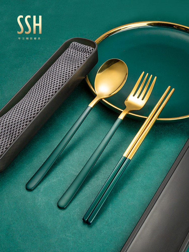 Chopsticks spoon set Net Red personality European style 304 stainless steel portable tableware work student travel single pack