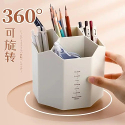 360-Degree Rotating Multi-Compartment Pen Holder, Minimalist Desktop Storage Box for Study Desk and Office, Multifunctional Rotating Style
