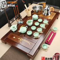 Ren gu tea set set home living room simple kung fu solid wood tea tray tea table integrated full automatic induction cooker set