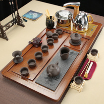 Fully automatic tea set set household living room integrated purple sand kung fu solid wood large tea tray tea table whole set of induction cooker