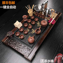 Tea tea set set household kung fu living room integrated solid wood tea tray tea table complete tea ceremony automatic induction cooker