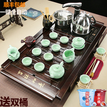 Ren gu tea set set home living room solid wood tea tray tea table whole set of large automatic induction cooker tea ceremony