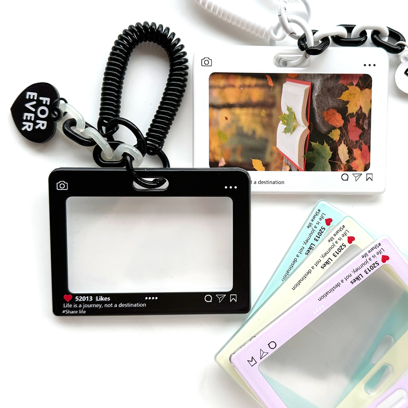 Transparent Acrylic ins Card Holder for Fan Cards, Anti-Lost Protective Case, Bag Pendant, Polaroid Photo Horizontal Version