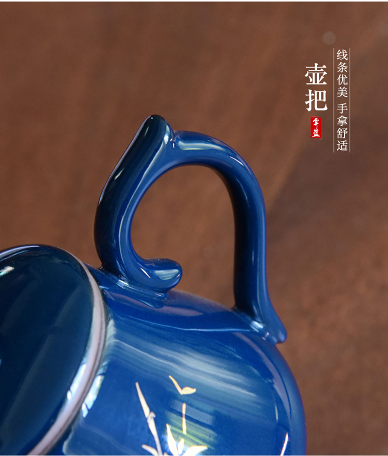 "Precious little ji blue modern ceramic teapot household pot of Japanese kung fu tea set of the filter the teapot tea by hand