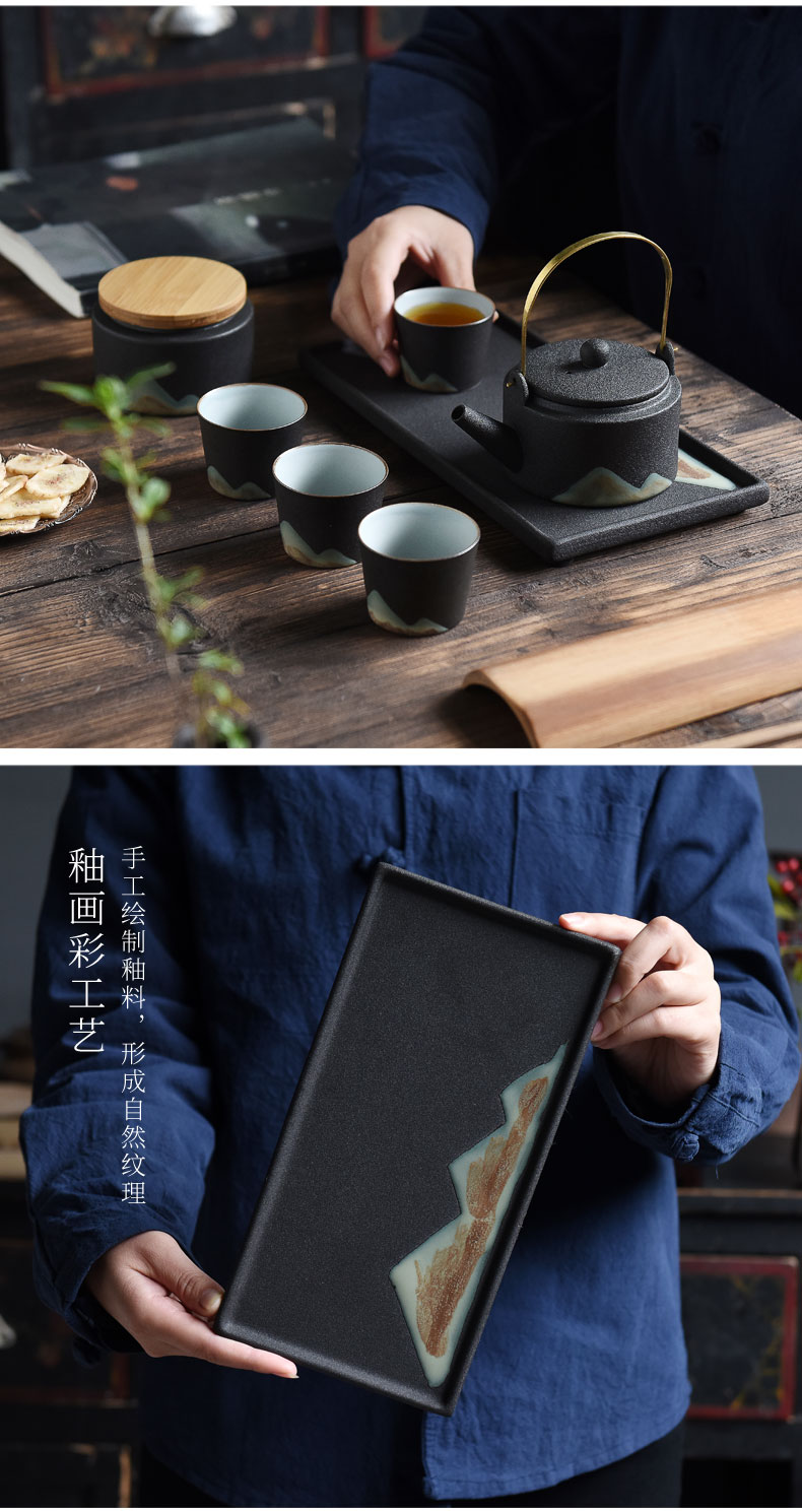 By understanding the modern distant mountains kung fu tea set of black suit creative landscape home tea tray cup teapot tea pot