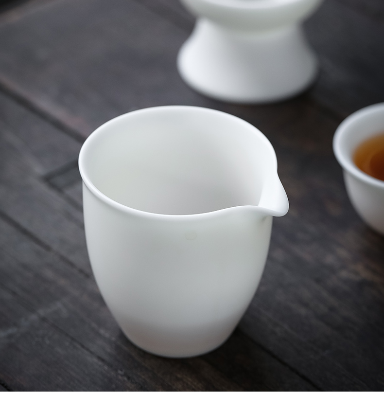 Become precious little listening suet jade dehua white porcelain tea sea fair keller cup kung fu tea set top ceramic tea ware