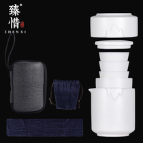 Zhen Xixi health is not glaze water white porcelain goat Jade fast guest Cup Kung Fu travel tea set portable home