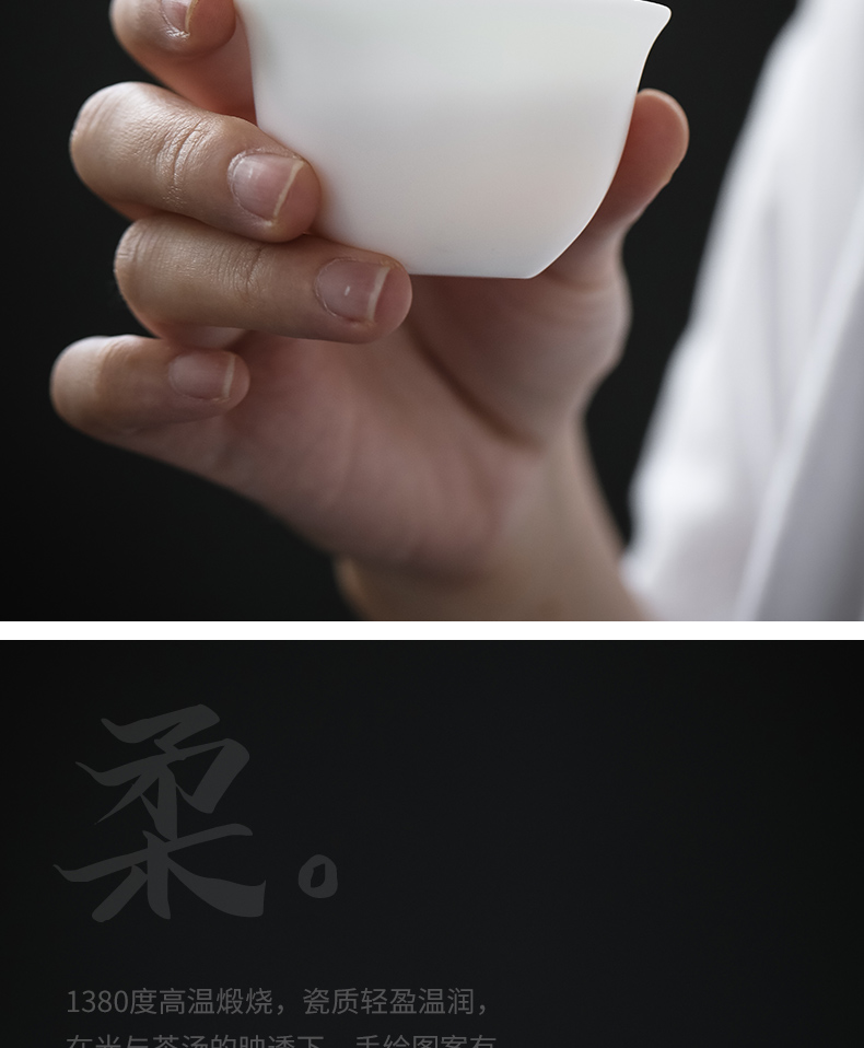 "Precious little listening sample tea cup suet jade teapot dehua white porcelain cups masters cup kung fu tea cup home