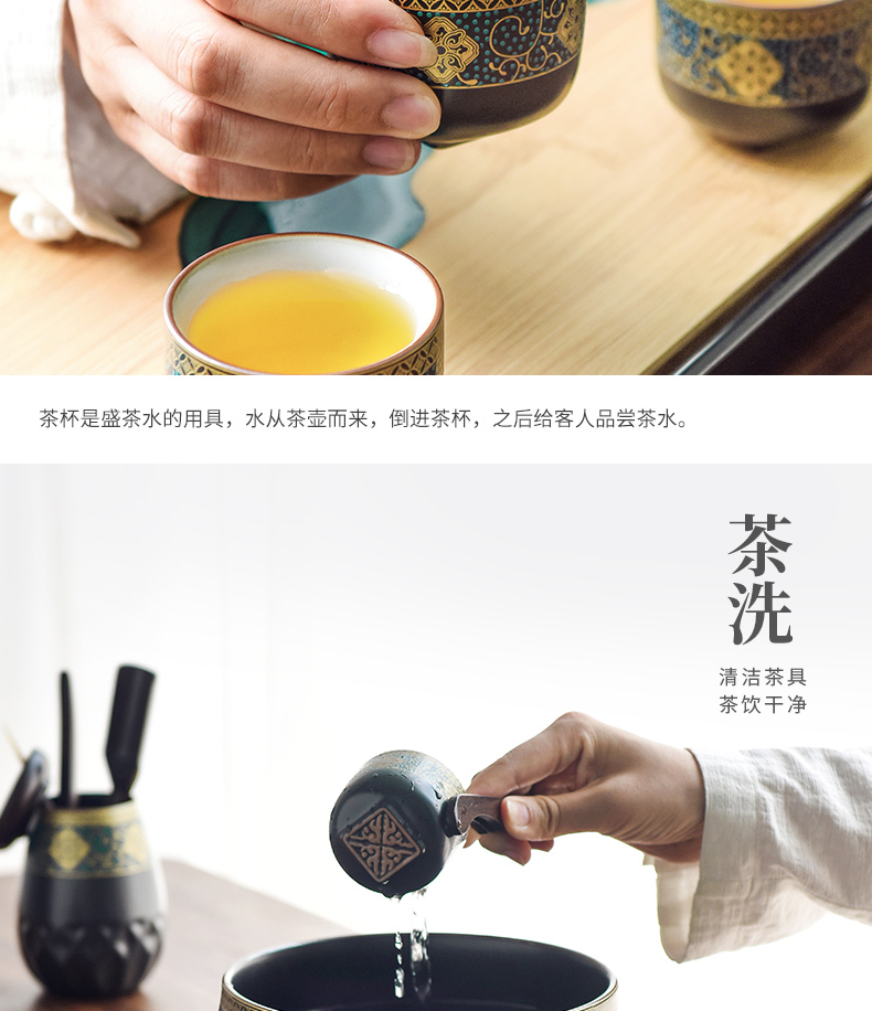 "Precious little gold heap craft ceramic kung fu tea set household contracted dry tea cup lid bowl dish