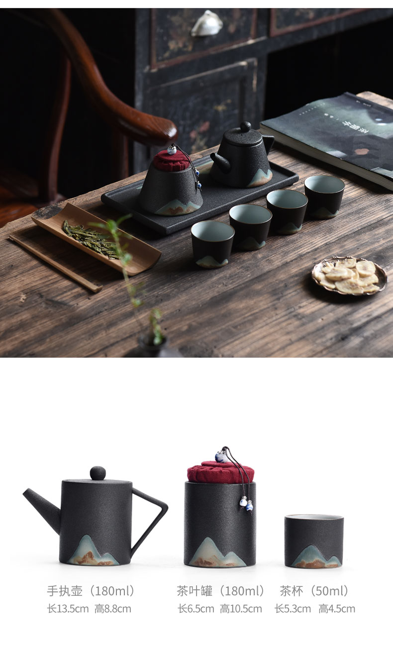 By understanding the modern distant mountains kung fu tea set of black suit creative landscape home tea tray cup teapot tea pot