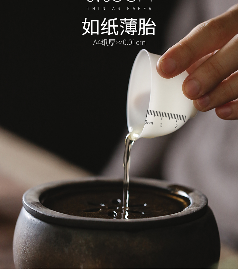 Become precious little dehua thin foetus biscuit firing suet jade white porcelain kung fu tea sample tea cup tea cups set by hand