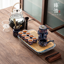 Zhen Wei modern Chinese glass kung fu tea set electric pottery stove one tea tray set home living room Wujinshi tea table