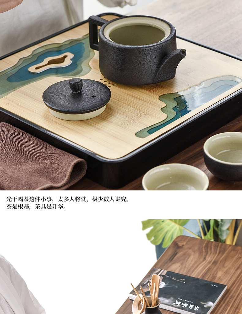 By understanding the modern black ceramic kung fu tea set household contracted mini Japanese tea tea tray of a complete set of the teapot