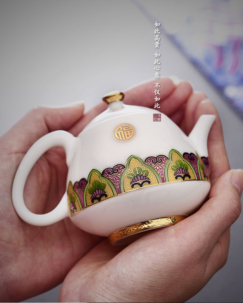 Become precious little creative GongTingXi apparatus kung fu tea set suits for with white porcelain tea tray fuels the teapot teacup high - end gifts