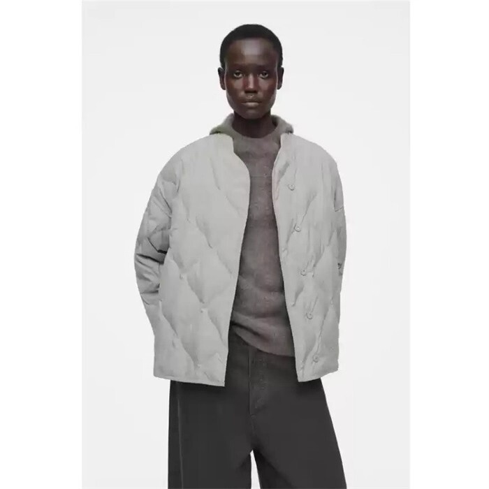 Original Women's Clothing, Loose Fit, Quilted down Jacket with Diamond Pattern, Lightweight Jacket 1205863005