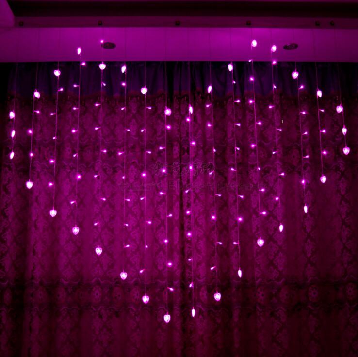 Curtain lights Lantern lights Flash lights String lights Christmas Room decoration lights Bedroom net red decoration Romantic waterfall heart-shaped lights