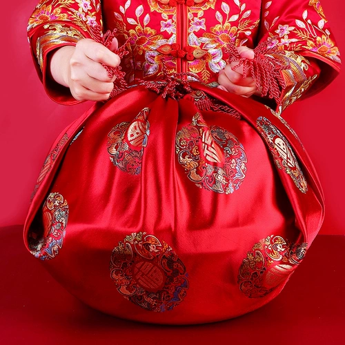 Брачная сумка кожаная одежда ткань невеста красная конверт горшок ткань