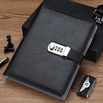 A5 loose-leaf password book with lock diary password lock fingerprint simple literary retro notepad college students exquisite notebook stationery Korean creative notebook hand book thick custom