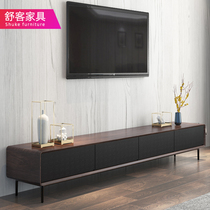 Modern minimalist TV cabinet Black living room floor cabinet Nordic size apartment TV cabinet side cabinet bucket cabinet combination
