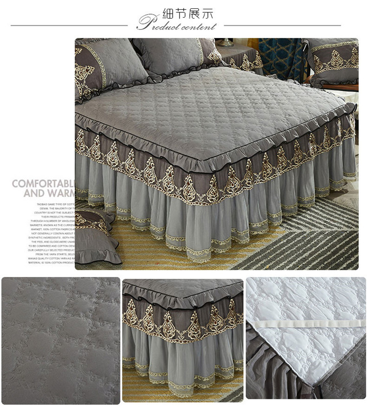 Phong cách châu Âu chăn bông cotton váy dày giường đơn mảnh ren váy váy 1,8m bảo vệ trượt ấm drap giường có viền