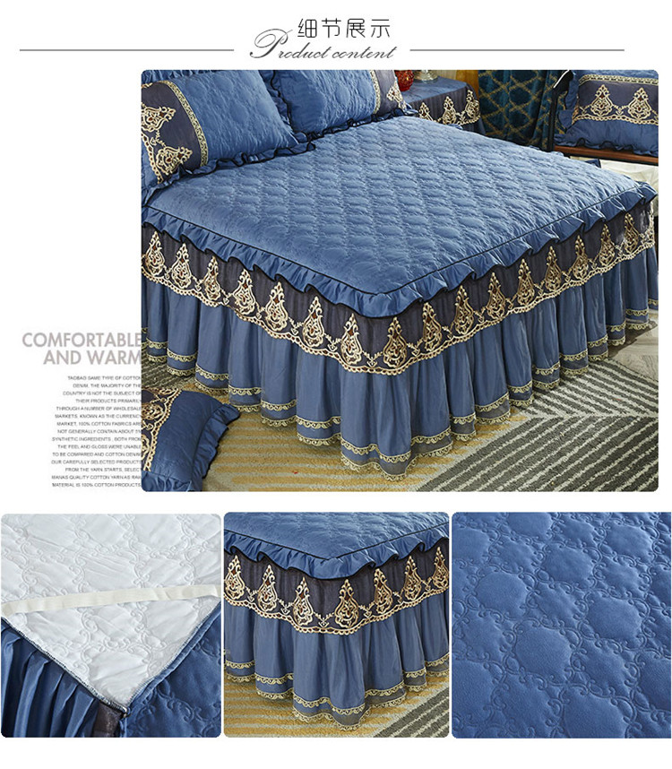 Phong cách châu Âu chăn bông cotton váy dày giường đơn mảnh ren váy váy 1,8m bảo vệ trượt ấm drap giường có viền