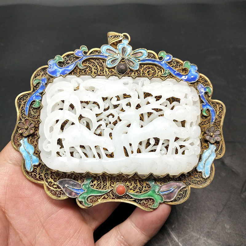 Qingdai and Tian Yuwaist Peliao gold sculpted sheep fat gold inlaid with full hand woven silk thread boutique ancient fun antique old stock