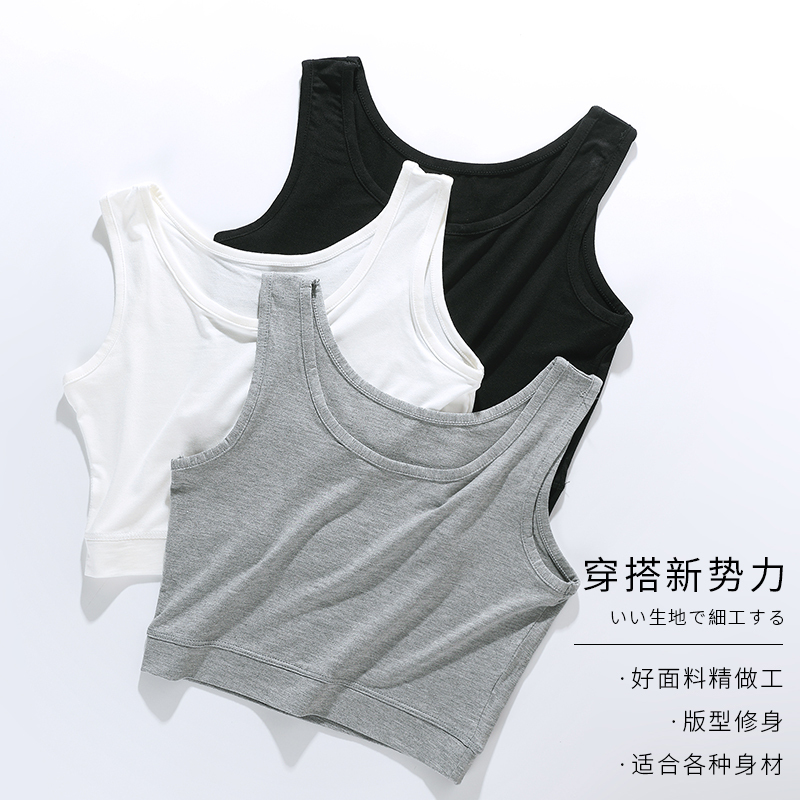 Women's Comfortable Stretchy Modal Ice Silk Anti-Exposure Strapless Camisole Without Padding, Short Style, Revealing Navel, Summer