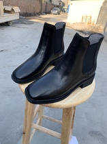 Cowhide + pigskin square head Chelsea boots with special temperament Joker basic style