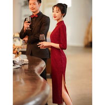 Bangrobe Toast Bride Red Chinese engagement wedding dress dress lace temperament daily young