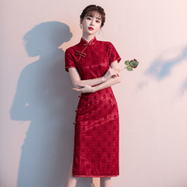 Toast gown 2022 new summer engagement small man can usually wear wine red bride wedding dress