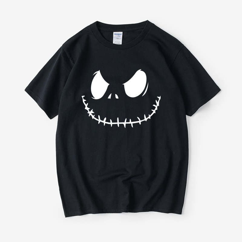 The Nightmare before Christmas Jack Halloween Skull T-Shirt Short Sleeve Round Neck Summer Unisex Couple Outfit