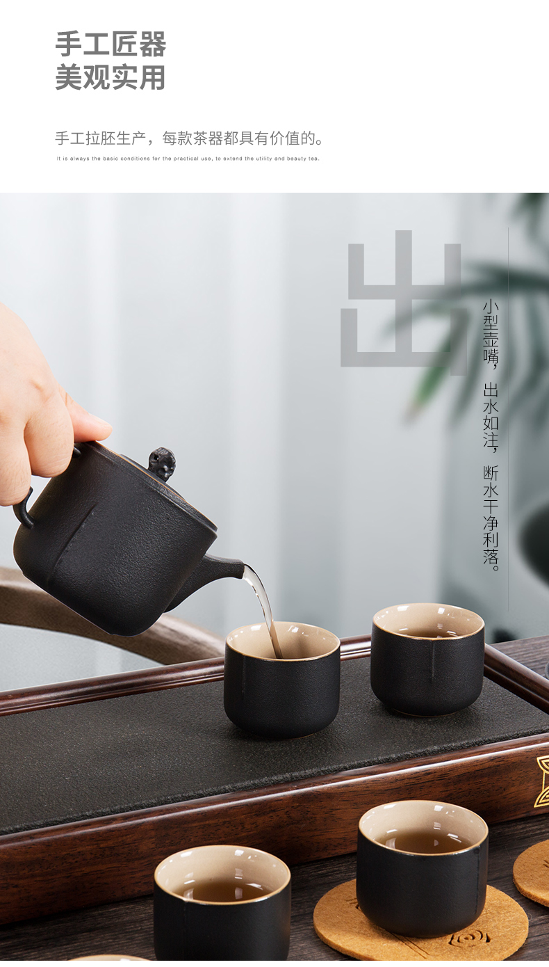 Japanese kung fu tea set of black suit small set of home sitting room is contracted teapot teacup tureen tea tea set