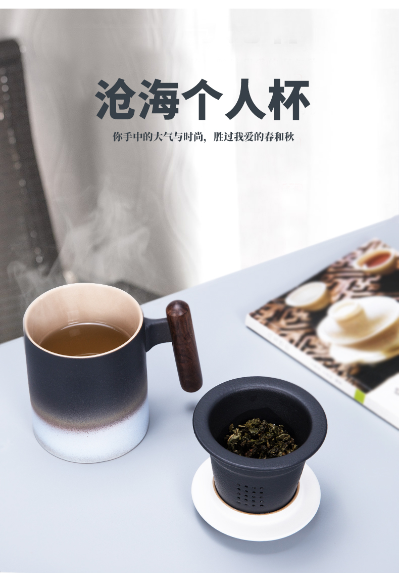 Ceramic filter cups with handle with cover keller Japanese household separation of tea ultimately responds cup of tea