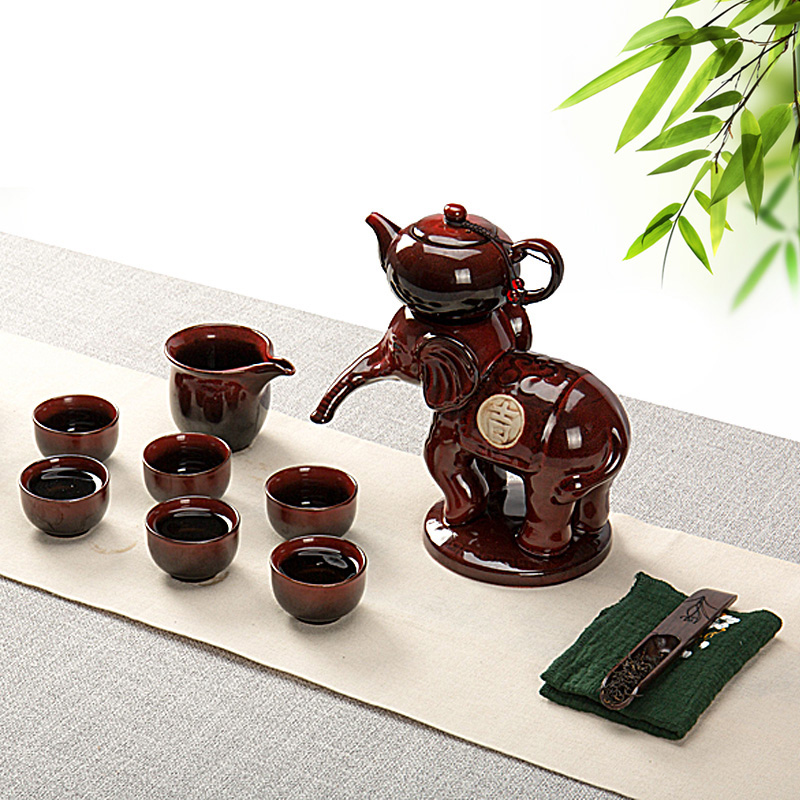 Jane is qualitative variable semi - automatic teapot lazy elephants creative shell of a complete set of hot ceramic kung fu tea set