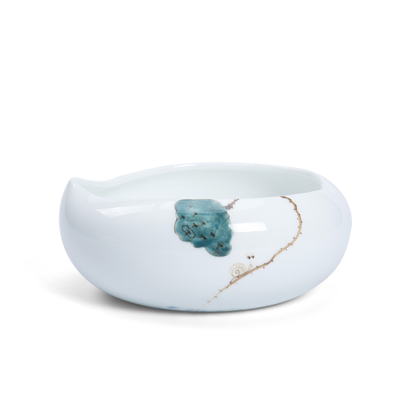 Jane quality household porcelain tea wash cup kung fu tea bowl washing heart - shaped cups tea sea water jar lotus elder brother up