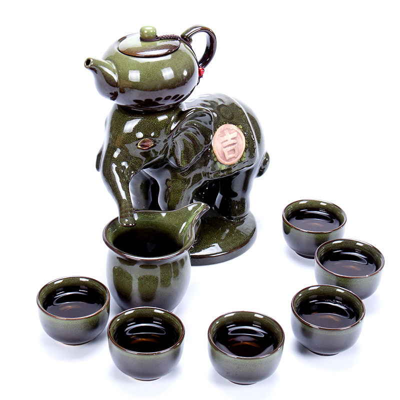 Jane is qualitative variable semi - automatic teapot lazy elephants creative shell of a complete set of hot ceramic kung fu tea set