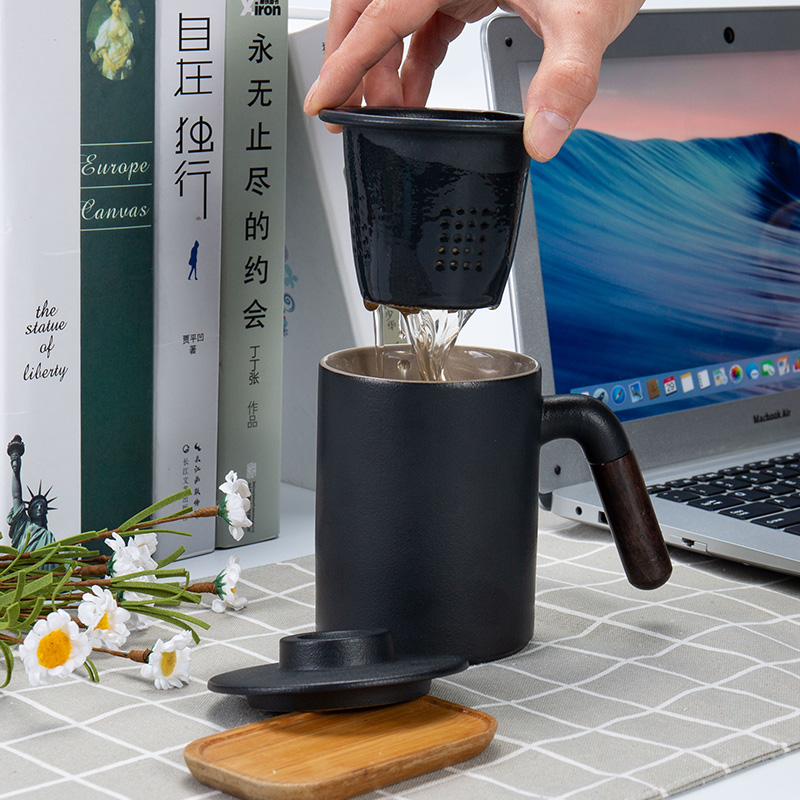 Contracted filtration separation of tea tea cup of office household ceramic tea cups with cover keller cup