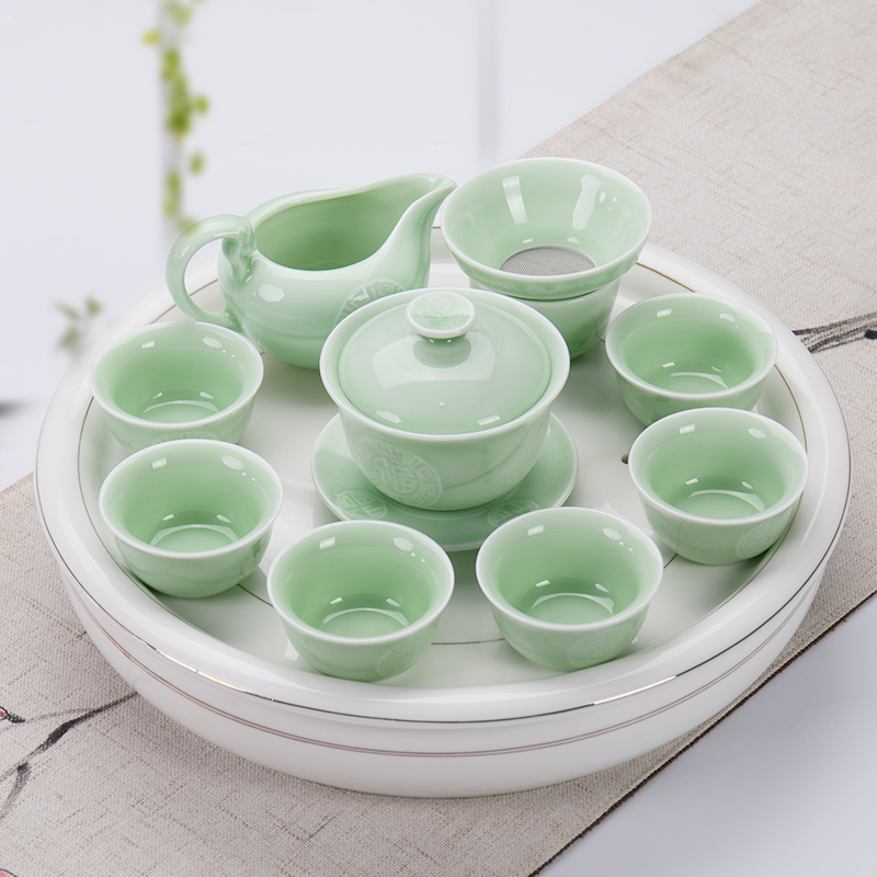 Jane quality household ceramic tea set round tea tray was simple kung fu tea small suit water dry mercifully consolidation