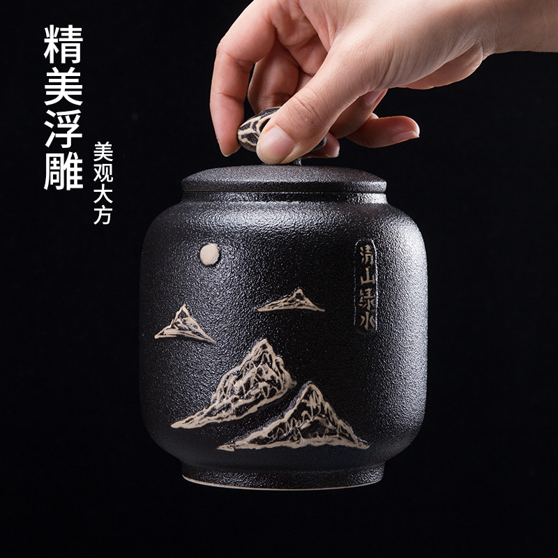 The ceramic tea canister creative move fashion storage tank is sealed container The loaded tea gift boxes red green tea and tea urn