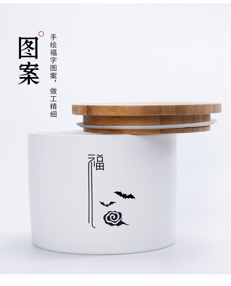 Japanese outfit caddy fixings ceramic household storage seal tank trumpet pu - erh tea POTS of red, green tea packaging