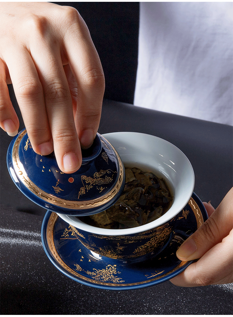 Only three tureen tea cups a single large kung fu tea bowls of household ceramics with hand grasp the bop hot tea tea set zero pot