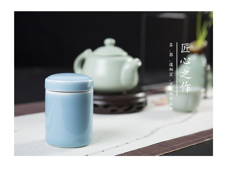 Portable travel storage tanks with ceramic green tea packaging mini small celadon caddy fixings tea accessories