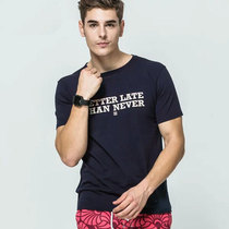 Mens loose round neck short sleeve Europe and the United States simple solid color casual cotton T-shirt Summer trend printing base shirt